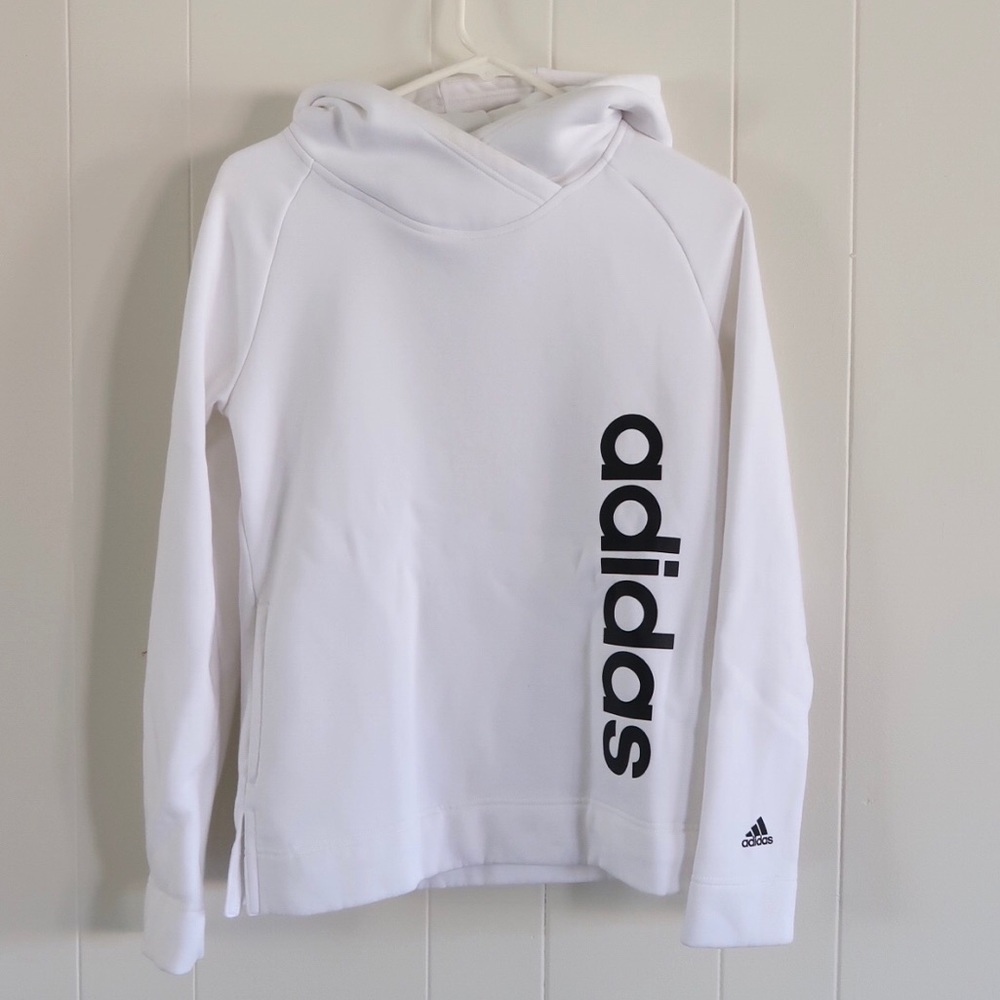Adidas white hoodie sweater